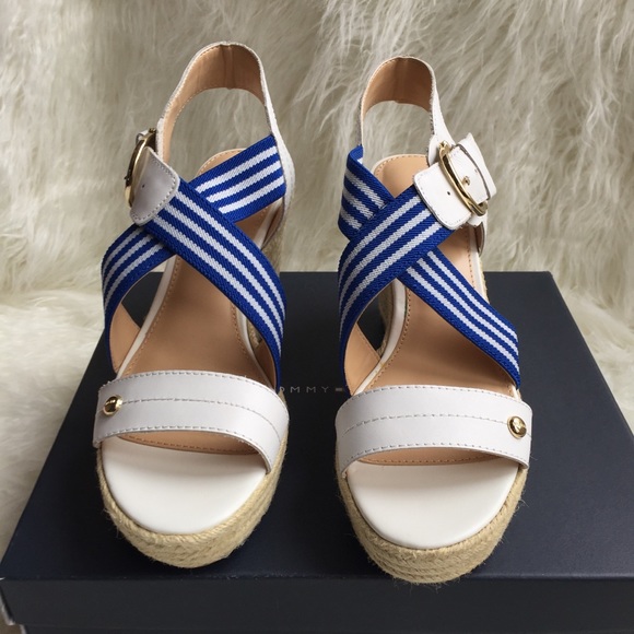 NWB Tommy Hilfiger Ignacia wedge sandals blue - Picture 2 of 8